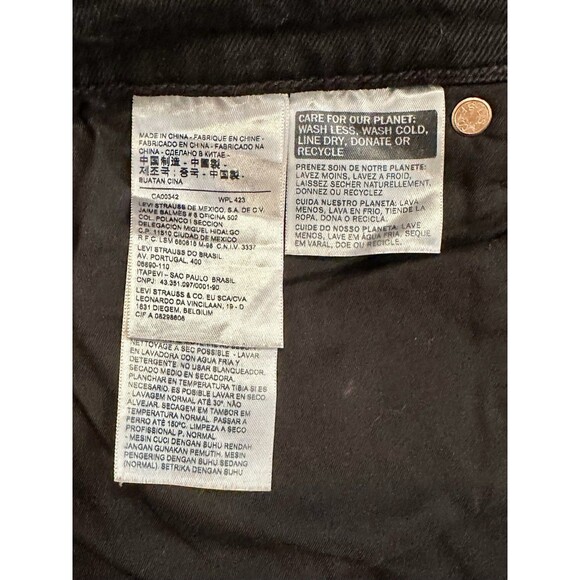 Levi's Ribcage Crop Flare Jeans Black w/ Bleach Distressing Button Fly Sz 27 EUC - Picture 5 of 6